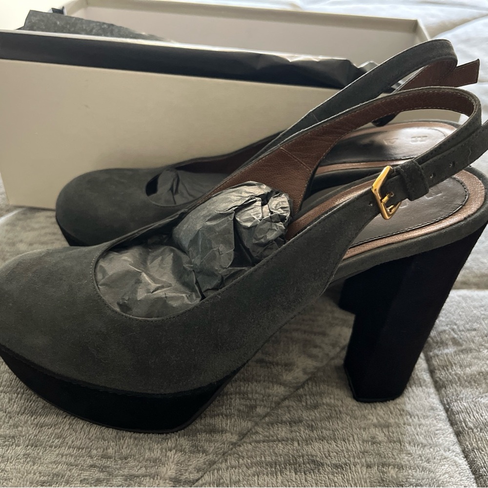 Marni Black Suede Platform Heels